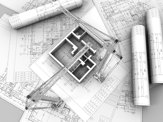 Проектная документация (чертежи) и модель помещения со строительными кранами в 3D- формате